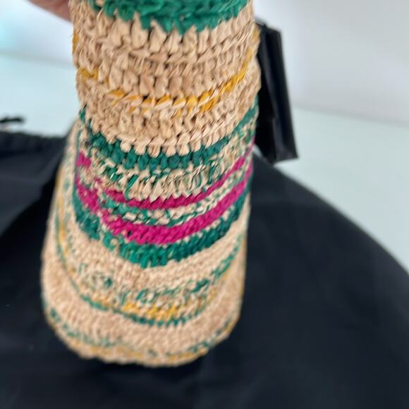 NWT $385 MAJE MEDIUM Vert Casino leather straw bag w/ strap and top handle - Picture 9 of 16